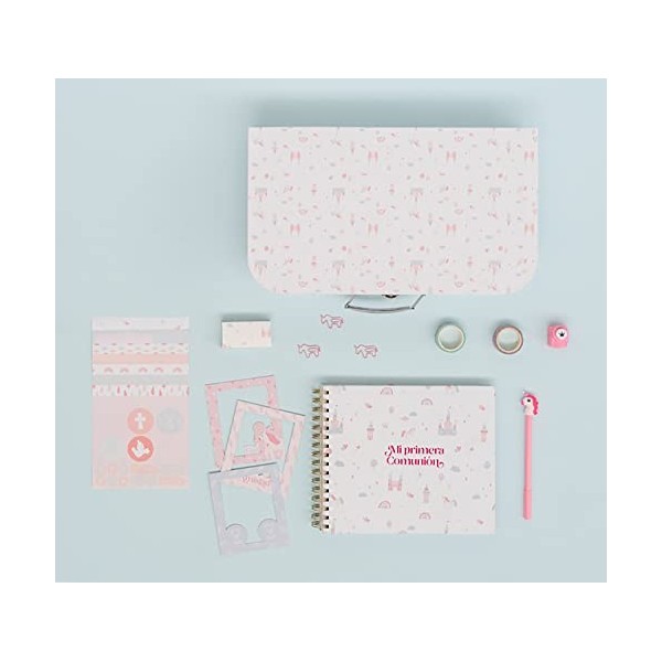 Grupo Erik - Pack cadeau communion Licornes, Rose - Cadeaux pour la première communion - Détails communion pour les invités/C