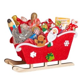 Onza Coffret cadeau de chocolats de Noël. Cadeau original de chocolat à offrir pour Noël. Traineau Père Noël rempli de chocol