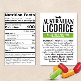 Darrell Lea Lot de 8 sacs de réglisse australienne sans OGM, sans HFCS, végétarien et casher – Marque n°1 américaine de régli