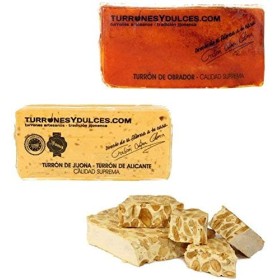 Lot de 3 turrones espagnols - nougat mou, dur et oueuf 900g 