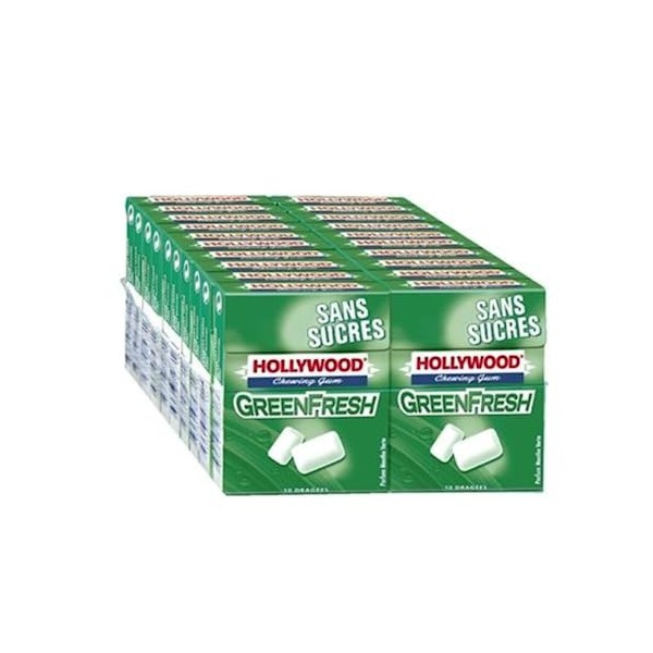 Chewing gum Green Fresh sans sucres HOLLYWOOD - 20 unités