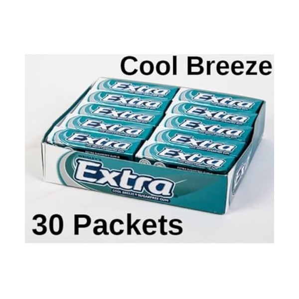 Boîte complète Wrigleys Extra Cool Breeze sans sucre 30 paquets - Panier cadeau savoureux et torsadé - Vendu par Kidzbuzz