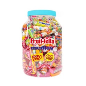 Mega Candy Mix - Assortiment Bonbons Mentos, Chupa Chups, et Fruit-Tella - Box Bonbon Noel En Gros Avec Sucette Bonbon - Bonb