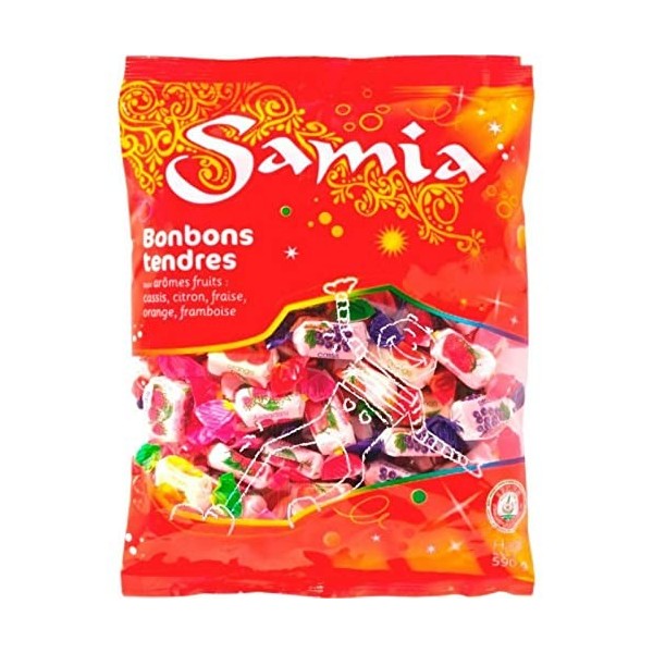 Samia Bonbons Tendres Halal aux Arômes de Fruits 590g lot de 4 