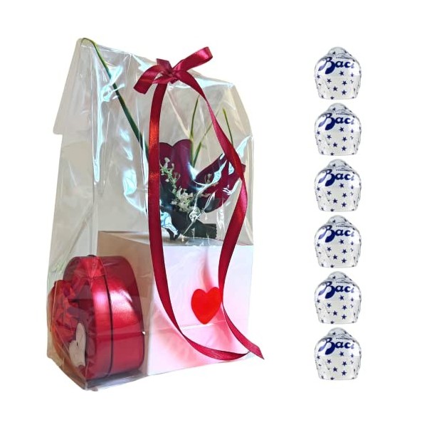 Baci Perugina Cadeau de Noël – 2 x 37,5 g Tubes Perugina + coffret cœur en étain + cœur décoratif lumineux + boîte blanche av