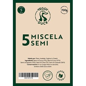Veggy Duck - Mélange de 5 Graines 700g | 5 Graines Courge, Lin, Chia, Tournesol, Sésame | Idéal pour le pain, les salades