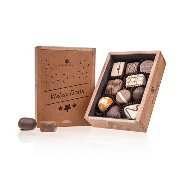 Coffret de chocolats « Elegance – Vielen Dank » | Boite cadeau | Assortiment à offrir | Premium | Homme | Femme | Noel | Anni