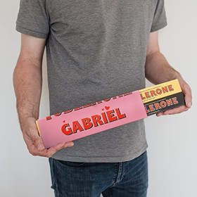 Barre géante Toblerone Amour personnalisée - Barre au chocolat XL Toblerone personnalisée avec le nom et le message, 8 barres