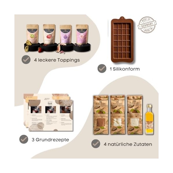 Kit dingrédients pour faire du chocolat soi-même | Kit de bricolage pour homme et femme | beurre de cacao, poudre de cacao, 