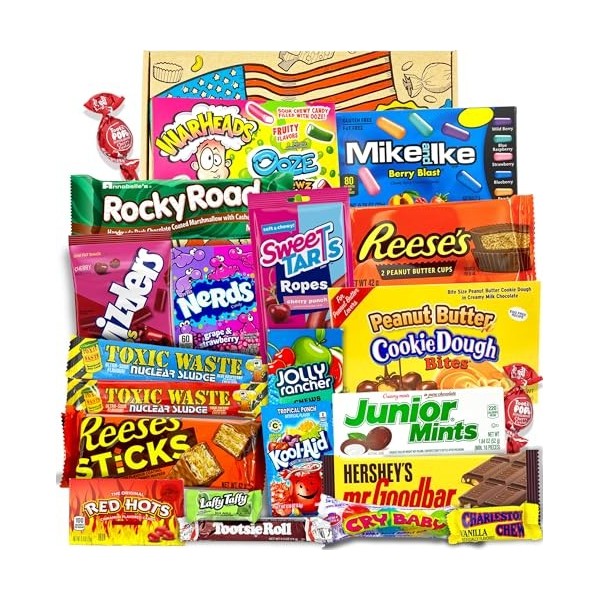 Grand Coffret cadeau de bonbons et chocolats - Assortiment Américain de Friandises - Panier pour Enfant et Adulte - Anniversa