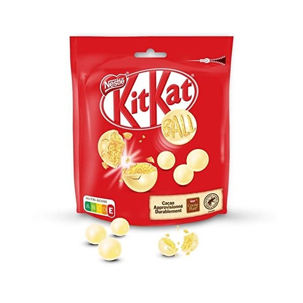 Kitkat Ball Billes De Chocolat Blanc Nestle - Saveur Chocolatée Craquante et Irresistible - Sachet de 250g de Confiseries de 