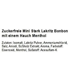 2,5 kg de réglisse forte sans sucre avec menthol sous forme mini
