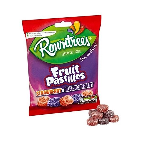 Rowntrees Lot de 8 sachets de pastilles de fruits rouges et noirs 150 g