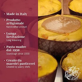 FLAMIGNI, Panettone Artisanal Italien à la Poire, Pêche, Pomme et Abricot Confit, avec Glaçage aux Noisettes, Amandes et Sucr