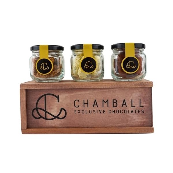 CHAMBALL 15 Truffes au Chocolat avec : Piment, Biscuits à la Muscade et à la Pistache Idéales à Déguster et à Offrir - Coffre
