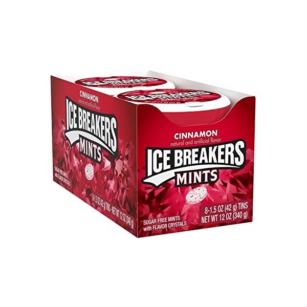 ICE BREAKERS Mints Cinnamon, Sugar Free, 1.5-Ounce Containers, Pack of 8 