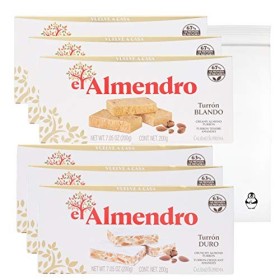 El Almendro Lot de 6 paquets de 6 amandes croustillantes nougat et tourron doux – amande crémeuse turron turron Blando y Duro