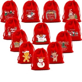 ALturn Sac Cadeau de Noël Sac à Cordon en Tissu Sac de Bonbons de Noël Sac Cadeau