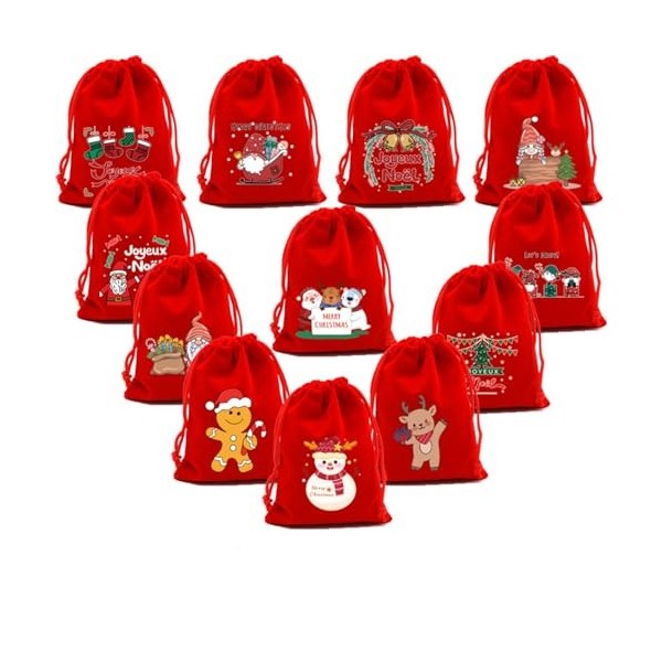 ALturn Sac Cadeau de Noël Sac à Cordon en Tissu Sac de Bonbons de Noël Sac Cadeau