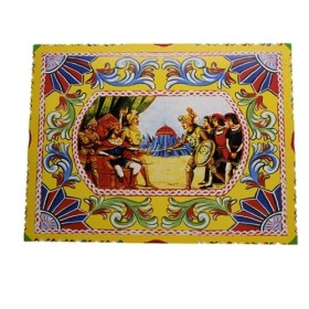 TESORI DI SICILIA Boîte en Bois Traditionnelle Sicilienne Faite à la Main, boîte-Cadeau lithographiée avec des scènes du célè