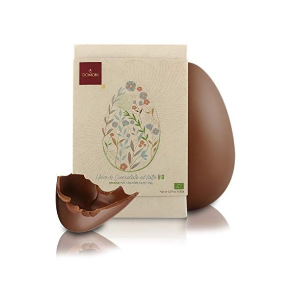 Domori Oeuf de Pâques au Chocolat au Lait 36% - 15 Cm - 150 Grammes