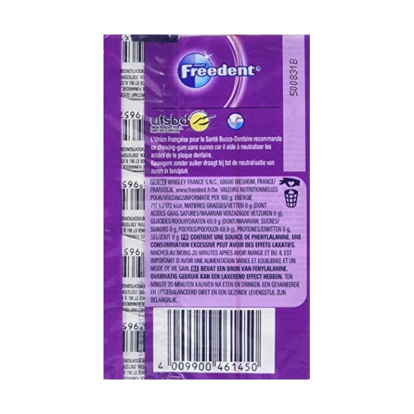 FREEDENT - Myrtille - 5 Paquets de 10 dragées de Chewing-Gum sans sucres Lot de 10 
