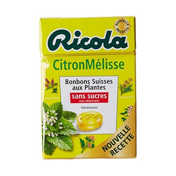 Ricola Bonbons Suisses aux Plantes Citron Mélisse Sucralose 50 g - Lot de 10