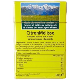 Ricola Bonbons Suisses aux Plantes Citron Mélisse Sucralose 50 g - Lot de 10