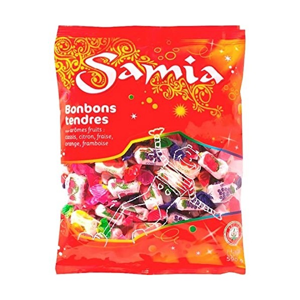 SAMIA - Bonbons Tendres Fruits Halal 590G - Lot De 3