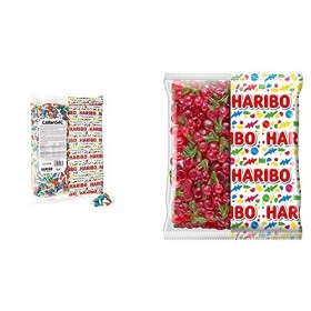 HARIBO - Car en Sac – Bonbons à la Réglisse – Sachet Vrac 2 kg & Bonbon Gélifié Happy Cherry 2 kg