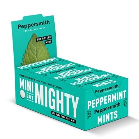 Peppersmith Menthe poivrée anglaise 100 % Xylitol sucrée, sans sucre et bon pour les dents — 24 paquets de 15 g