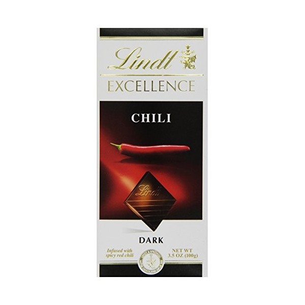 Lindt Chocolate Bar Dark Chocolate 47 Percent Cocoa Excellence Chili 3.5 Oz Bars Case Of 12