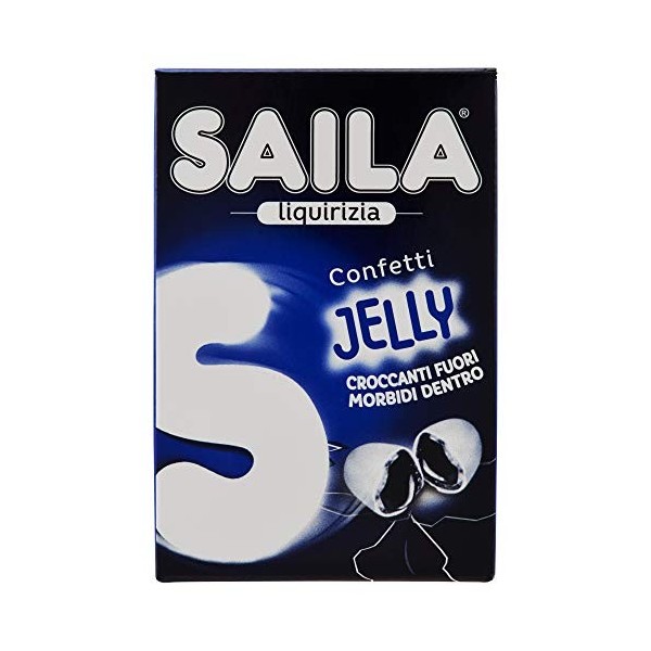 Saila - Dragées Jelly à la réglisse, carton de 16 boîtes de 40 g chacune