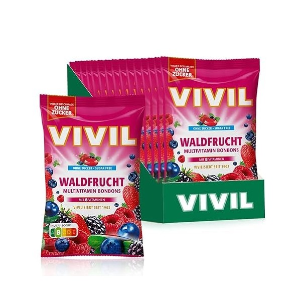 VIVIL Lot de 15 sachets de 120 g de pastilles contre la toux sans sucre