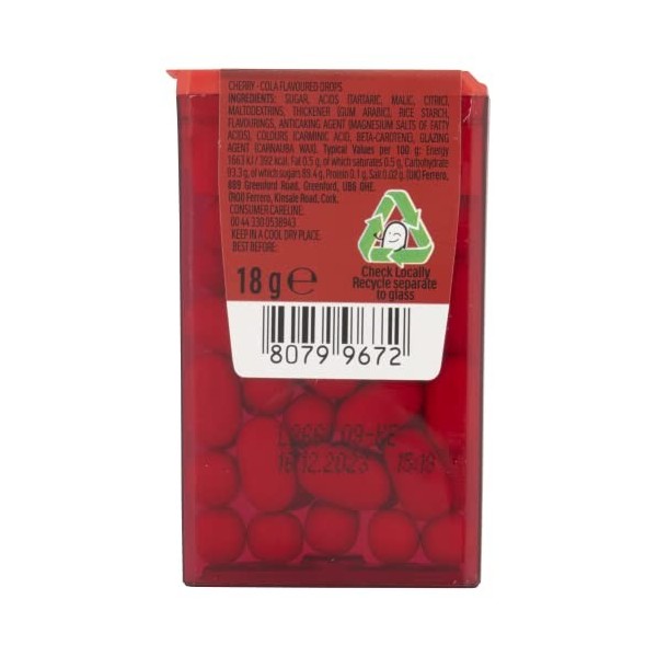 Tic Tac Lot de 24 paquets de bonbons Cherry Cola en vrac 18 g