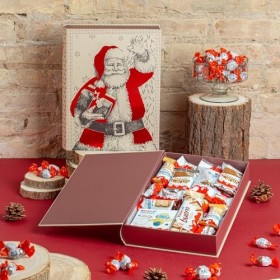Onza Coffret cadeau de chocolat Noel Kinder Bueno. Cadeau original de chocolat à offir pour Noël. Livre du Père Noël rempli d