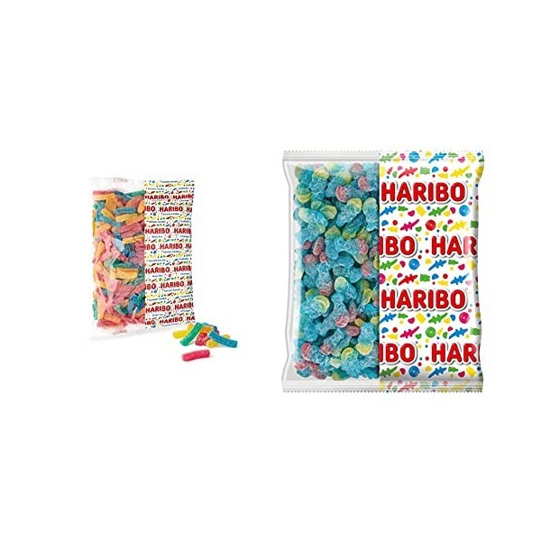 HARIBO Super Frites Pik, Sachet vrac 2kg & Les Schtroumpfs Pik Bonbons Gélifiés et acidulés Sachet Vrac 2 kg