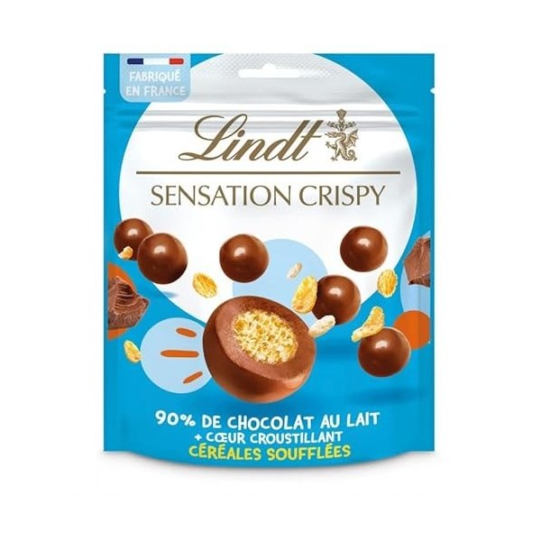 LINDT - Sensation Crispy Chocolat Au Lait Coeur Croustillant 140G - Lot De 2