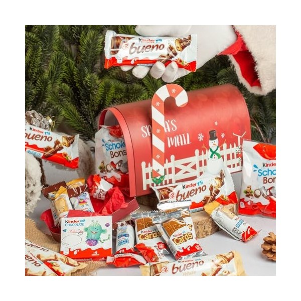Onza Coffret cadeau de chocolat Noel Kinder Bueno. Cadeau original de chocolat à offir pour Noël. Boîte aux lettres de Noël r