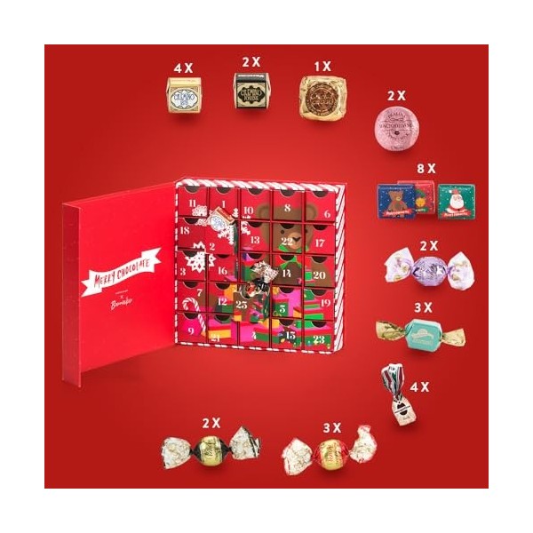 Venchi - Collection de Noël - Calendrier de lAvent Prestige, 310 g - Chocolats Emblématiques Assortis- - Idée cadeau - Sans 
