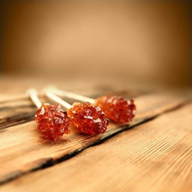 FRUTEG bonbons de roche bruns I 100 bonbons de roche dans une boîte I délicieux sucre pour thé sur un bâton - pas seulement p