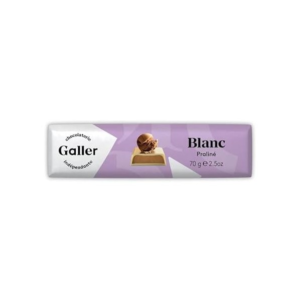 GALLER - Baton Chocolat Blanc Praliné 70G - Douceur et croquant pour tous les gourmands - Découvrez la nouvelle recette de Ga