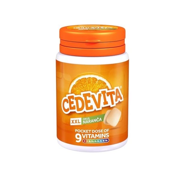 Cedevita Multivitamin Bonbons sains et sucrés avec 9 vitamines essentielles aromatisées au verre dorange – Un sachet plein d