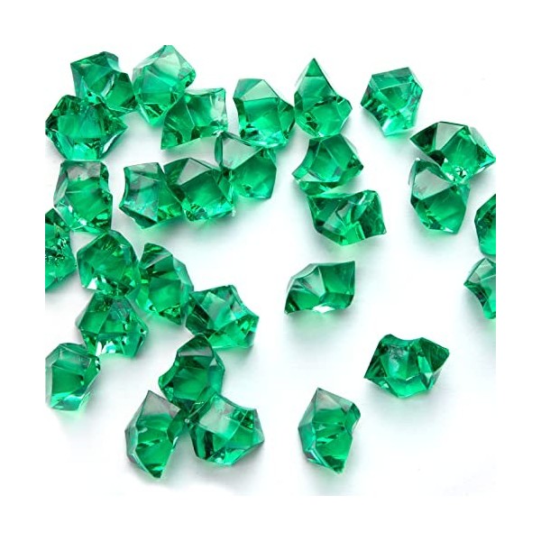 DomeStar Lot de 150 pierres de glace écrasées en acrylique vert - Trèfle vert - Diamants verts - En plastique - Pour vases - 