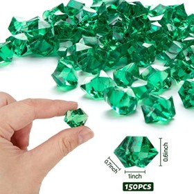 DomeStar Lot de 150 pierres de glace écrasées en acrylique vert - Trèfle vert - Diamants verts - En plastique - Pour vases - 