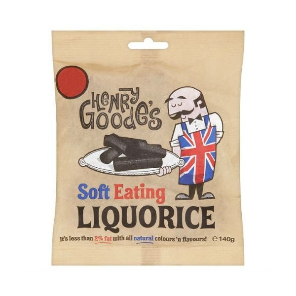 Henry Goodes Soft Eating Réglisse 140 g Boîte de 12