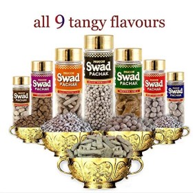 Panjon Swad Pachak Chocolate, Anardana, Jeera Goli, Amla Candies, Mango Slice and Lmli Ladoo - Pack of 9