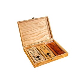 Lot de 3 Turrones classiques Artesanos en coffret de pin Jijona, Alicante, Yema Tostada 