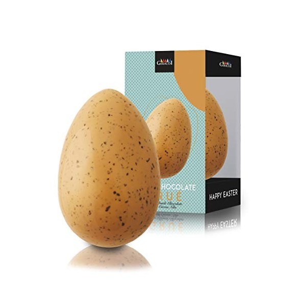 Oeuf de Pâques Artisanal Atzeco, Chocolat Blond au Gruè de Cacao, Sans Gluten, 200 Grammes