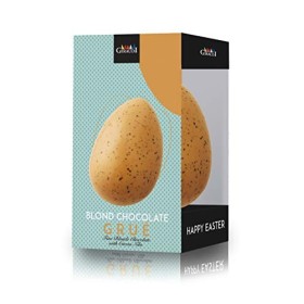 Oeuf de Pâques Artisanal Atzeco, Chocolat Blond au Gruè de Cacao, Sans Gluten, 200 Grammes